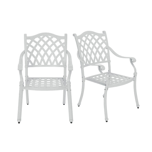 Mondawe Set of 2 White Aluminum Frame Stationary Dining Chair with Solid Seat