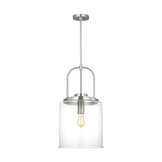 Generation Lighting Anders 1 -Light Brushed Nickel Transitional Clear glass Glass Geometric Medium Indoor Hanging Pendant Light