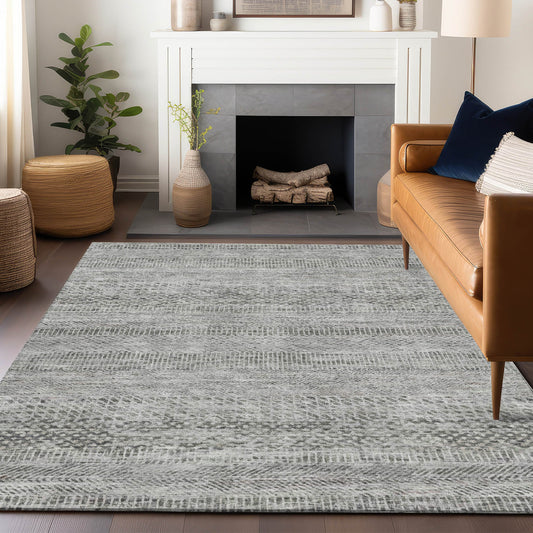 Addison Rugs Chantille ACN1634GY 8 x 10 (ft) Loomed Gray Rectangular Indoor/Outdoor Machine washable Pet Friendly Area rug