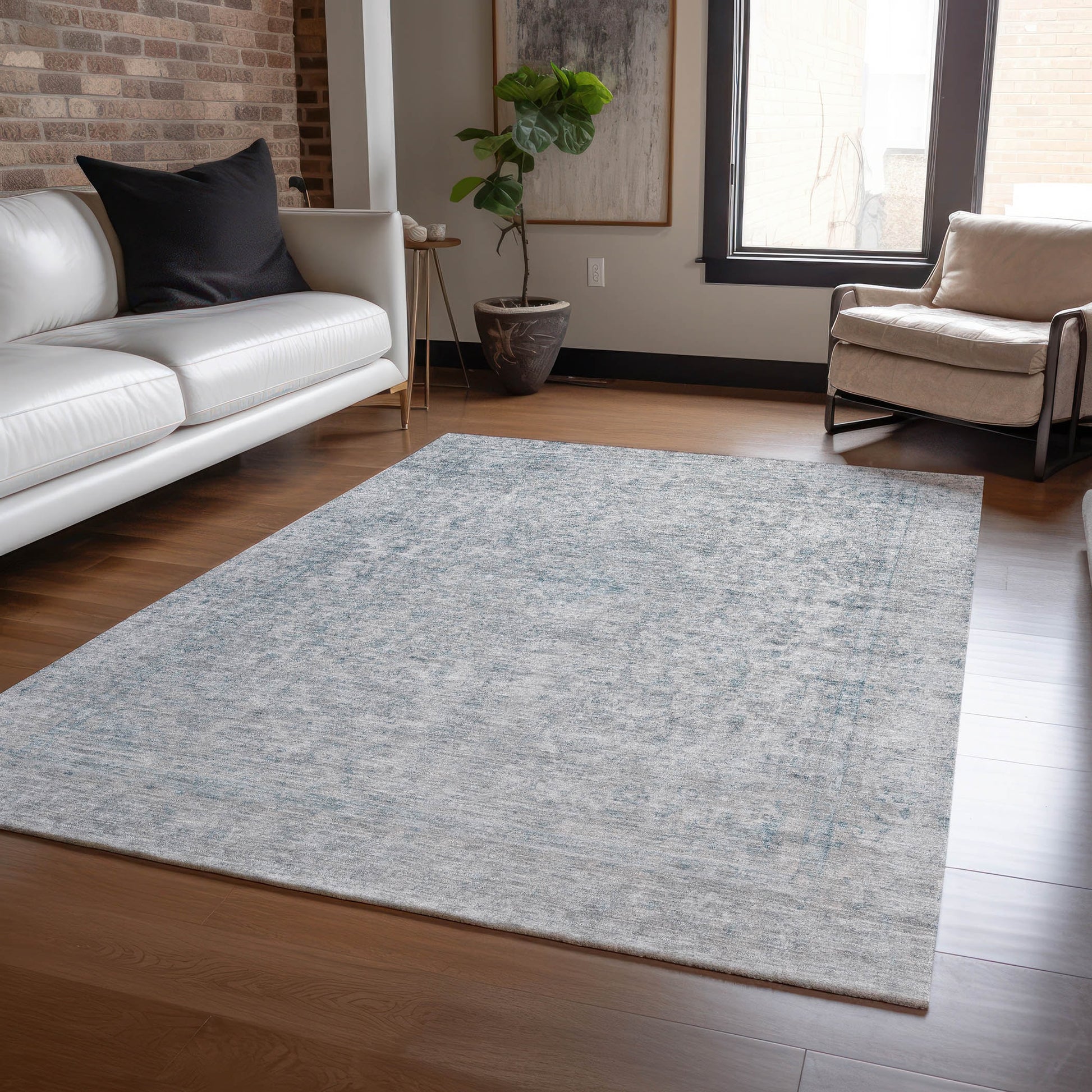 Addison Rugs Chantille ACN1645SV 8 x 10 (ft) Loomed Silver Rectangular Indoor/Outdoor Machine washable Pet Friendly Area rug