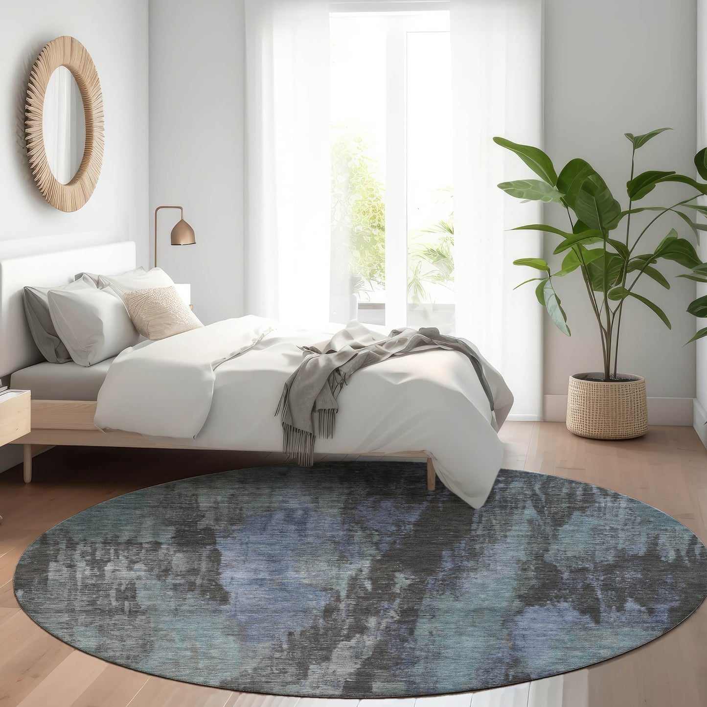 Addison Rugs Chantille ACN1648BU 8 x 8 (ft) Loomed Blue Round Indoor/Outdoor Machine washable Pet Friendly Area rug