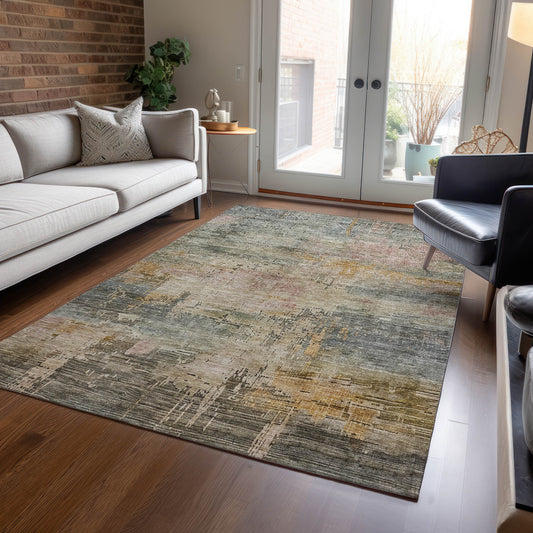 Addison Rugs Chantille ACN1650SA 8 x 10 (ft) Loomed Polyester Sage Rectangular Indoor/Outdoor Machine washable Pet Friendly Area rug