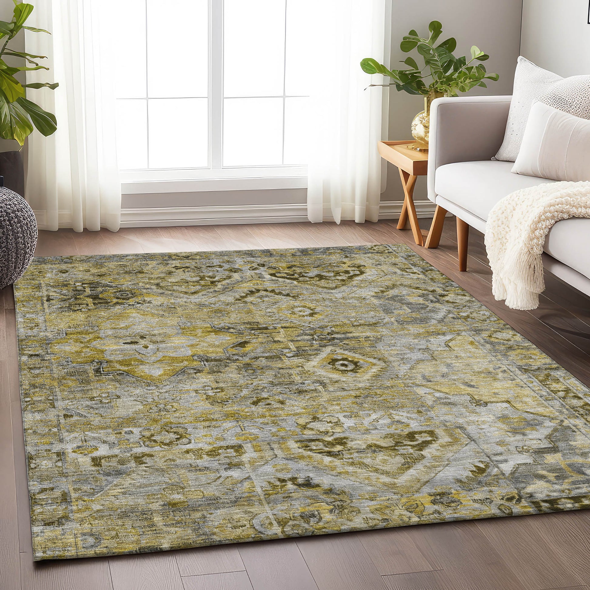 Addison Rugs Chantille ACN1664PW 9 x 12 (ft) Loomed Pewter Rectangular Indoor/Outdoor Machine washable Pet Friendly Area rug
