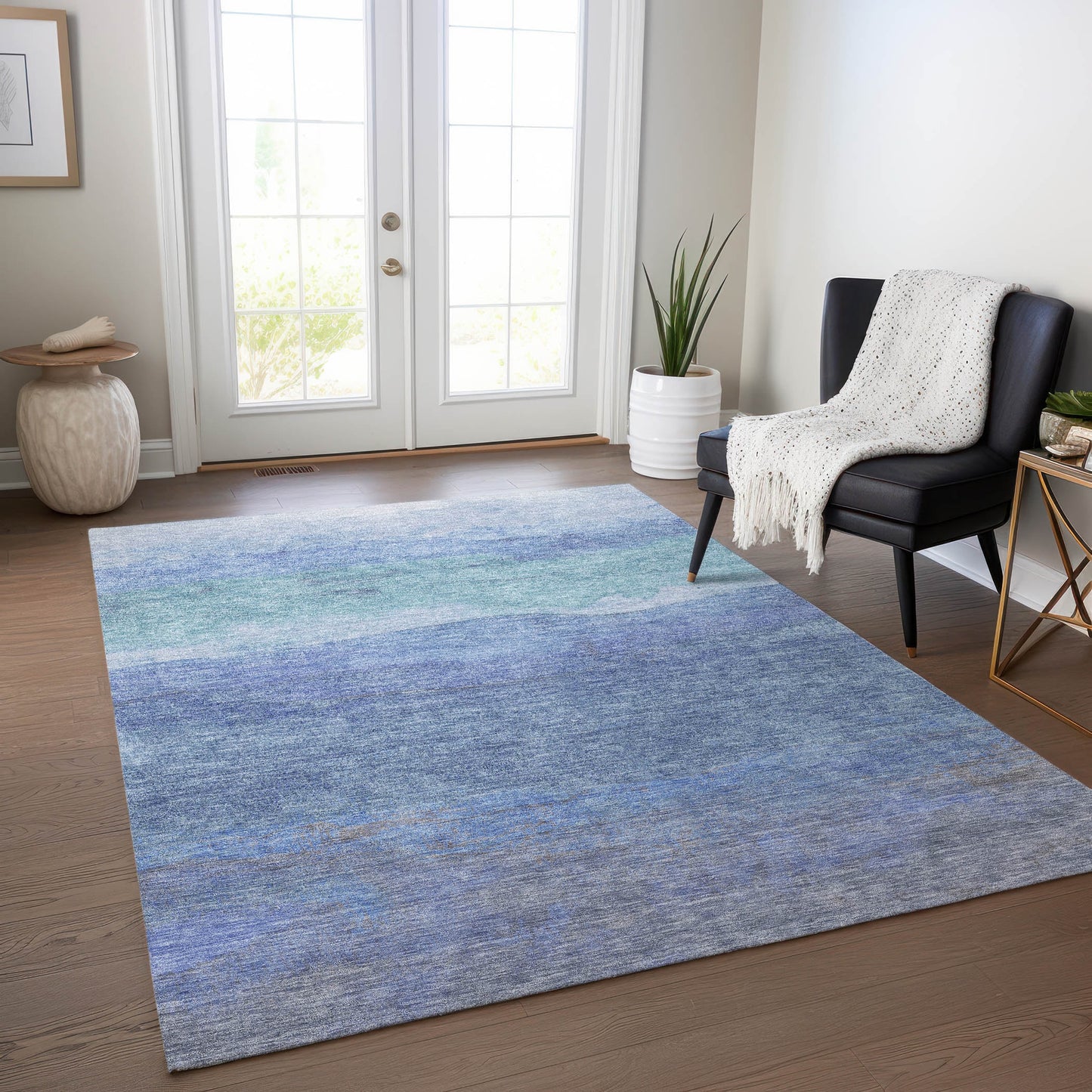 Addison Rugs Chantille ACN1699BU 8 x 10 (ft) Loomed Blue Rectangular Indoor/Outdoor Machine washable Pet Friendly Area rug