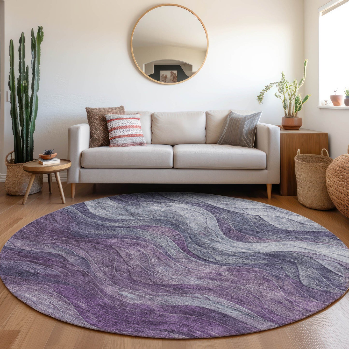 Addison Rugs Chantille ACN1700PP 8 x 8 (ft) Loomed Purple Round Indoor/Outdoor Machine washable Pet Friendly Area rug