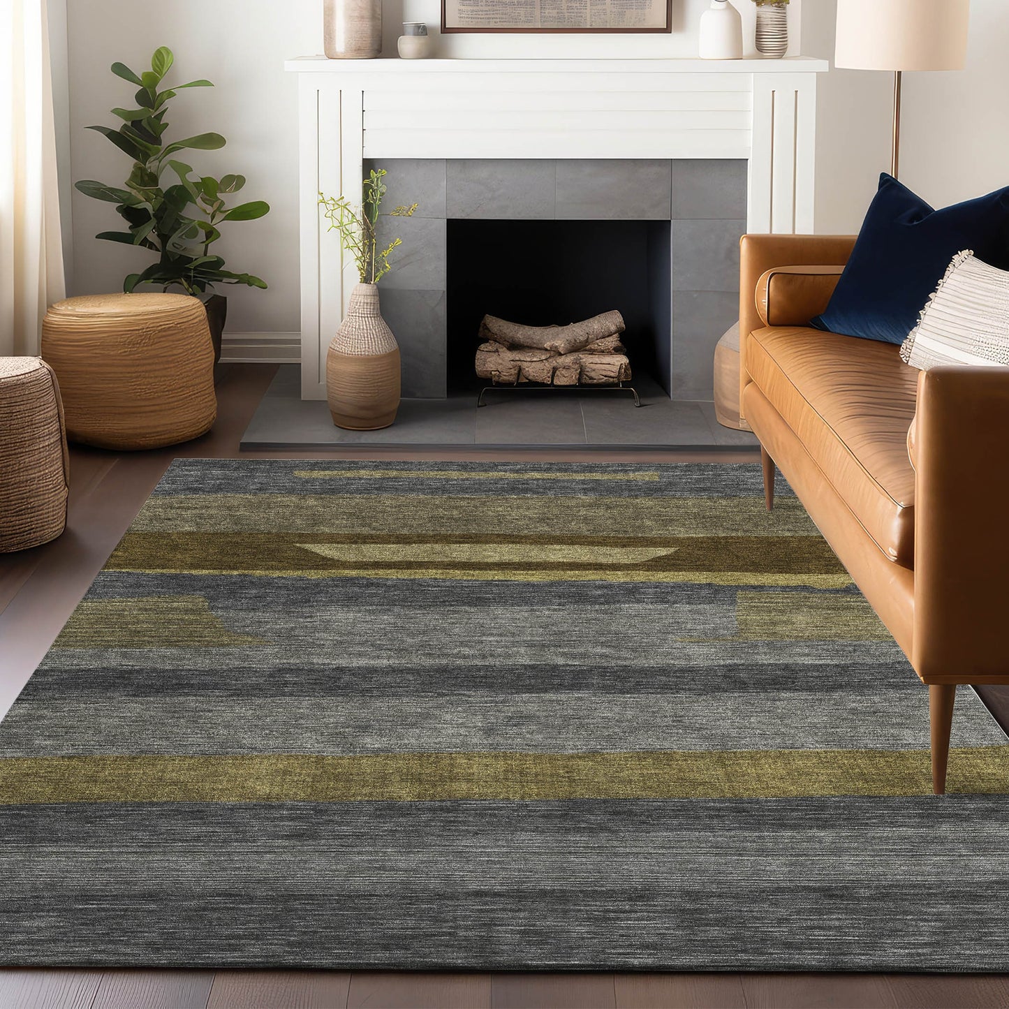 Addison Rugs Chantille ACN1736GY 9 x 12 (ft) Loomed Polyester Gray Rectangular Indoor/Outdoor Machine washable Pet Friendly Area rug