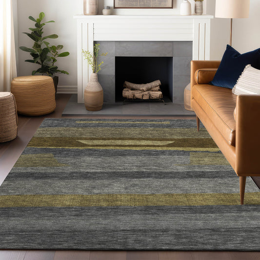 Addison Rugs Chantille ACN1736GY 9 x 12 (ft) Loomed Polyester Gray Rectangular Indoor/Outdoor Machine washable Pet Friendly Area rug