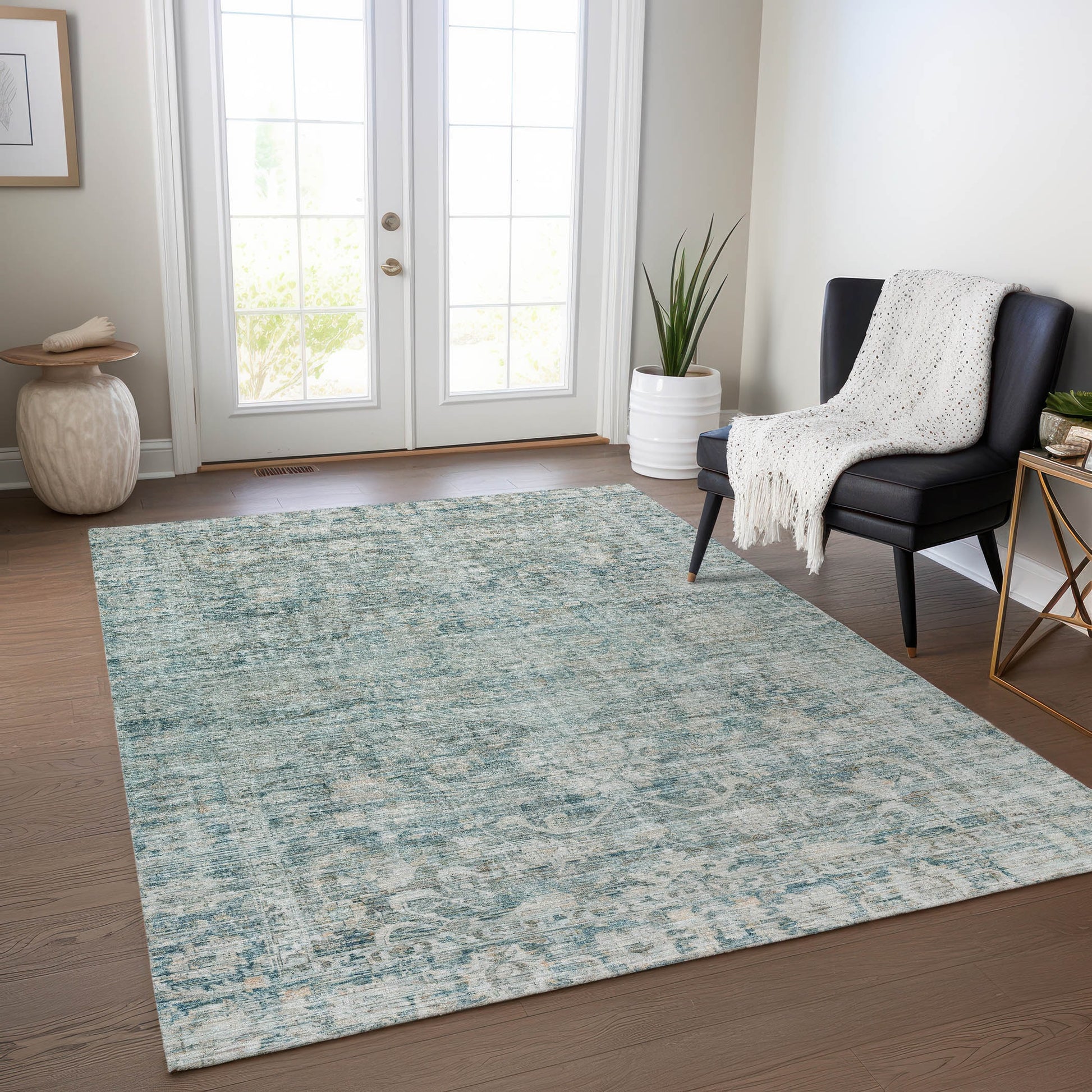 Addison Rugs Chantille ACN1744TE 8 x 10 (ft) Loomed Teal Rectangular Indoor/Outdoor Machine washable Pet Friendly Area rug