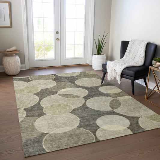 Addison Rugs Chantille ACN1751TP 9 x 12 (ft) Loomed Taupe Rectangular Indoor/Outdoor Machine washable Pet Friendly Area rug