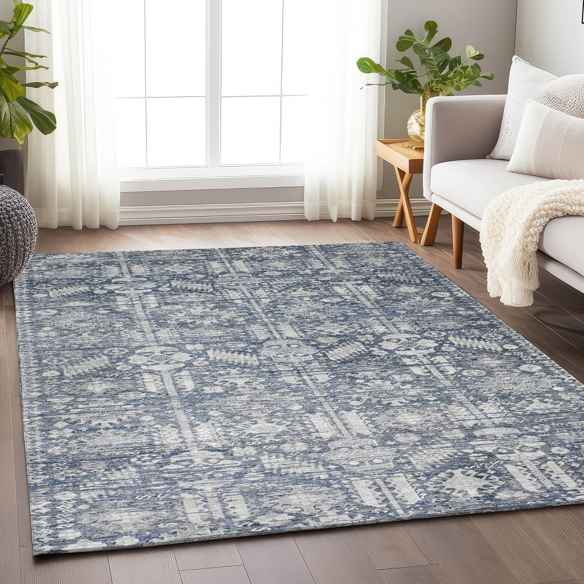 Addison Rugs Chantille ACN1771BU 9 x 12 (ft) Loomed Blue Rectangular Indoor/Outdoor Machine washable Pet Friendly Area rug