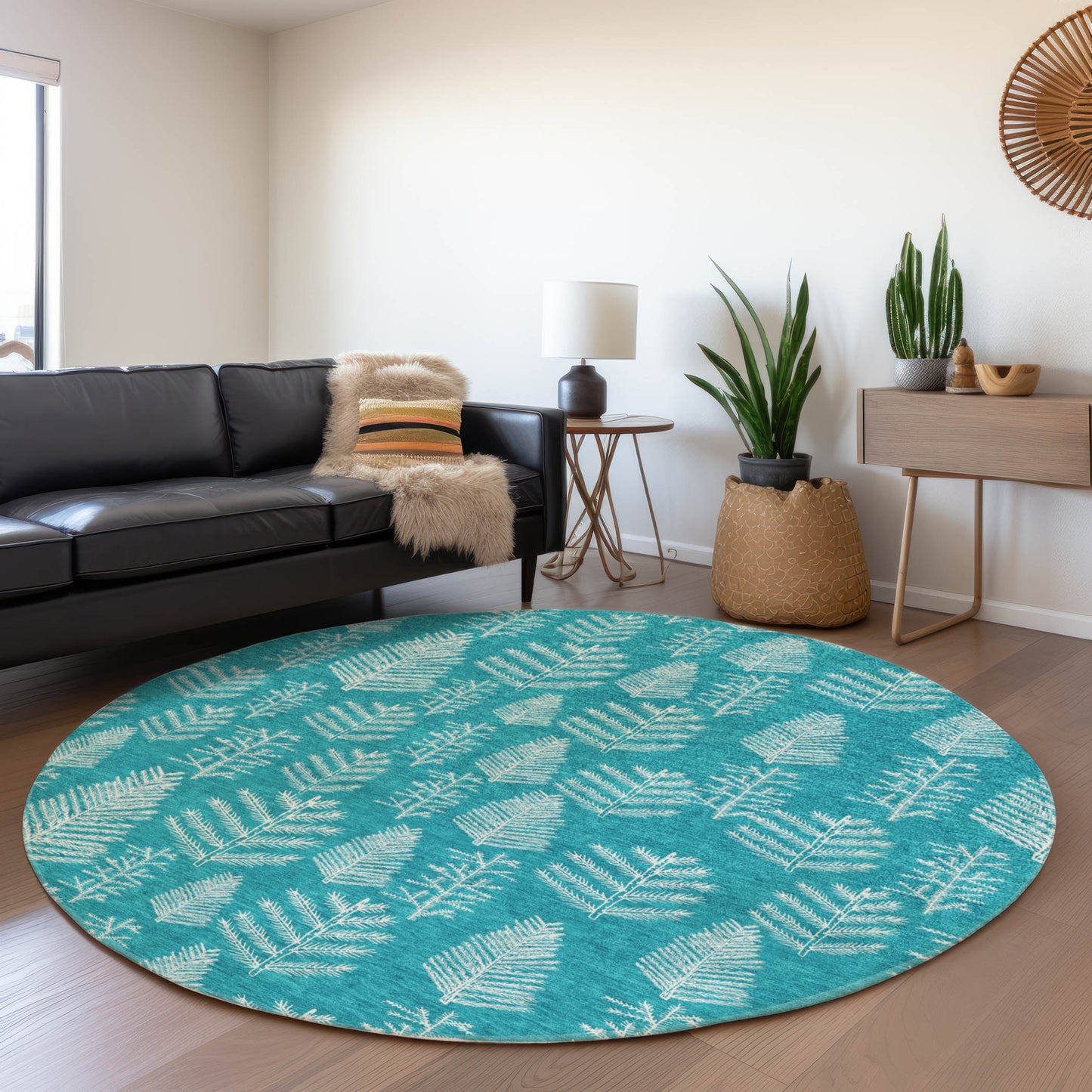Addison Rugs Chantille ACN1813TE 8 x 8 (ft) Loomed Teal Round Indoor/Outdoor Machine washable Pet Friendly Area rug