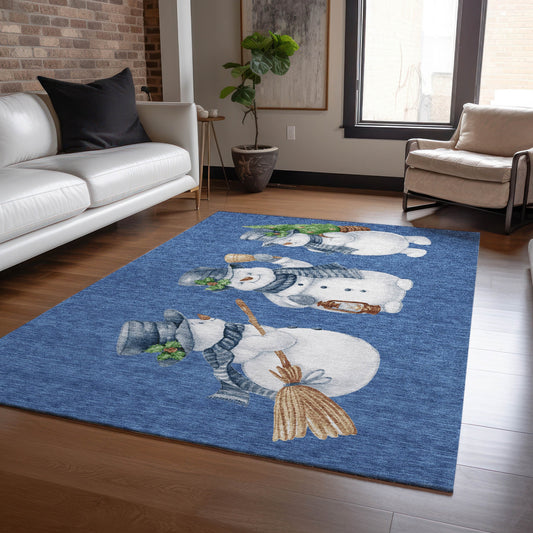 Addison Rugs Chantille ACN1826NA 9 x 12 (ft) Loomed Polyester Navy Rectangular Indoor/Outdoor Machine washable Pet Friendly Area rug