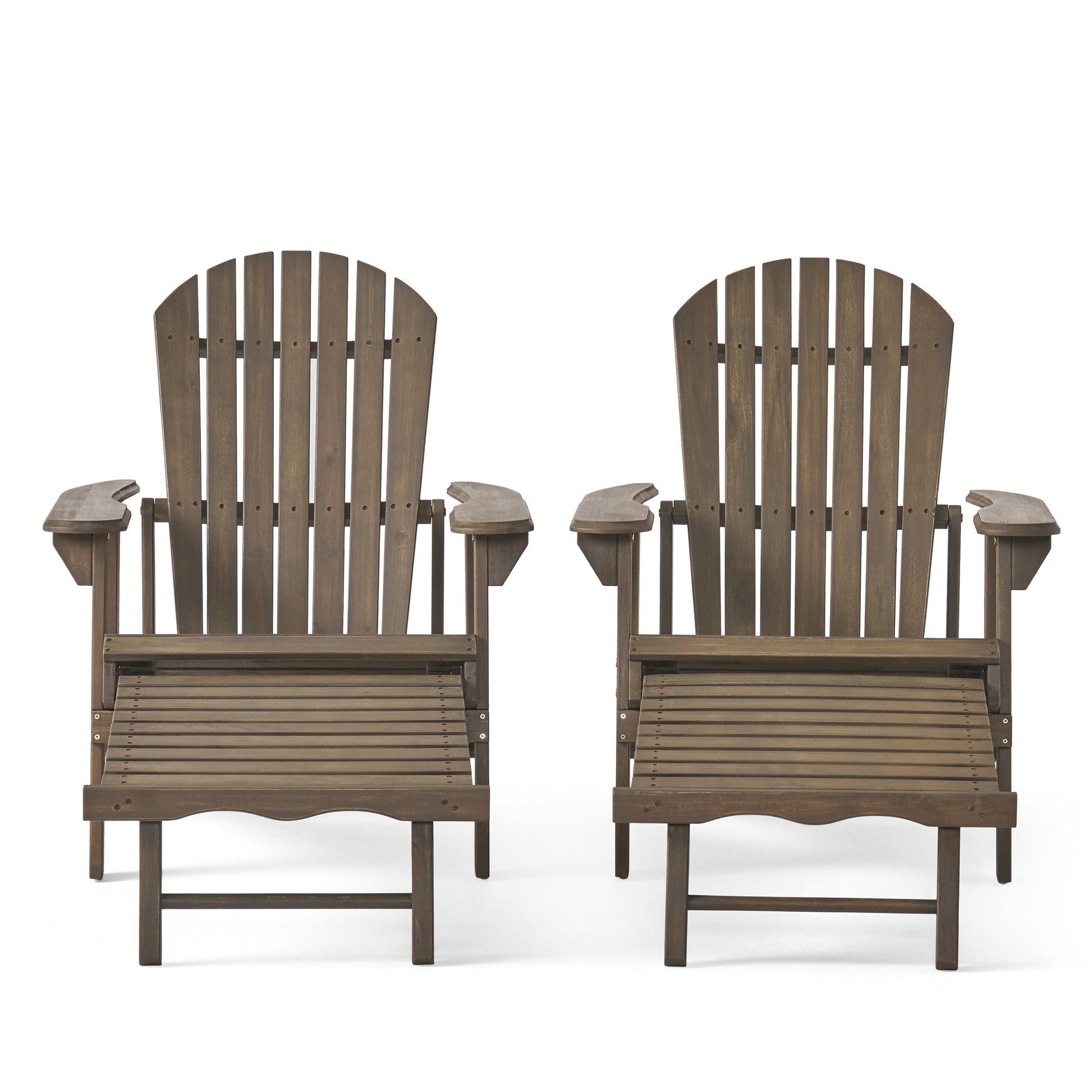 Best Selling Home Decor Hayle Set of 2 Gray Wood Frame Stationary Recliner Chair with Gray Slat Seat