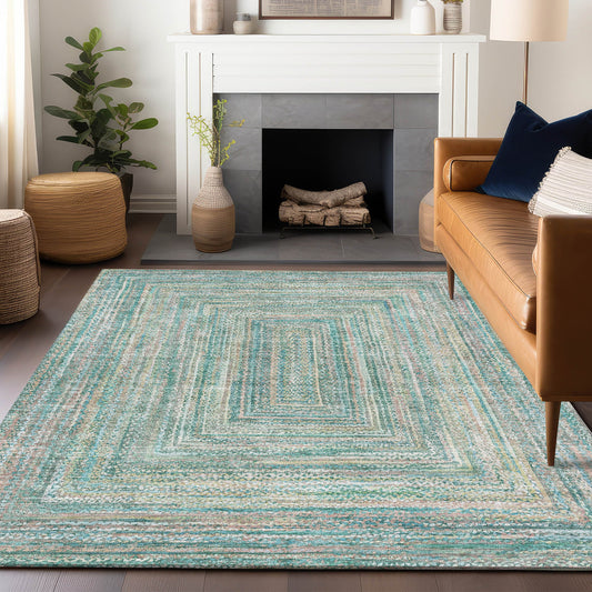Addison Rugs Chantille ACN1726TE 9 x 12 (ft) Loomed Polyester Teal Rectangular Indoor/Outdoor Machine washable Pet Friendly Area rug