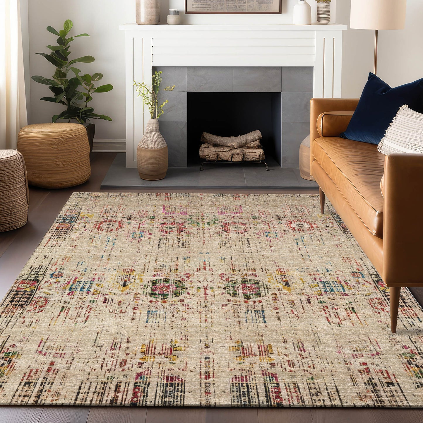 Addison Rugs Chantille ACN1734BG 8 x 10 (ft) Loomed Beige Rectangular Indoor/Outdoor Machine washable Pet Friendly Area rug