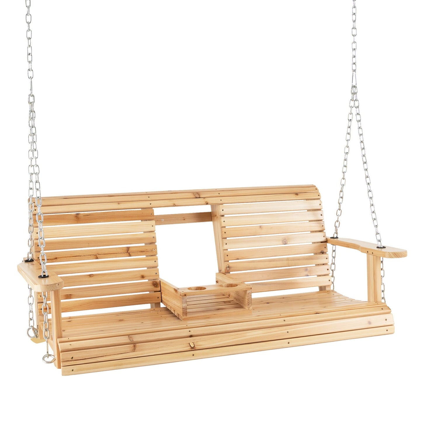 Ayelon 2 -person Natural Wood Outdoor Swing