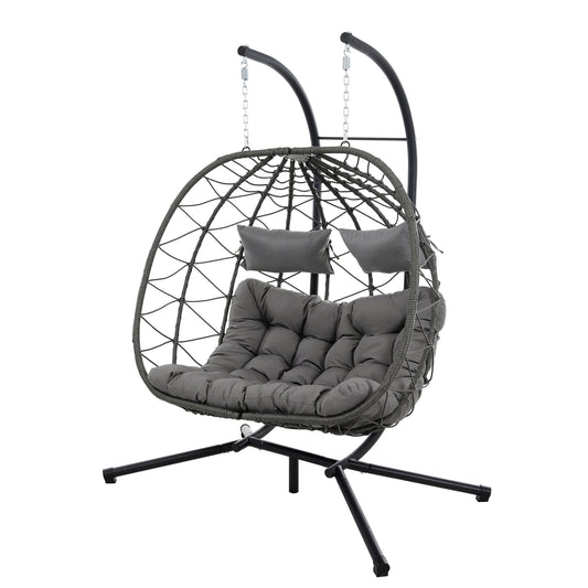 LETILY Hanging Egg Chair Gray Fabric Hammock chair with Stand
