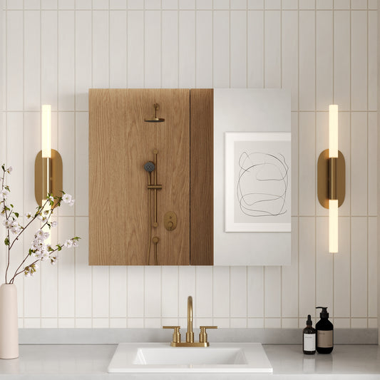 DeerValley 30-in x 26-in Surface Mount Silver Mirrored Rectangle Soft Close Medicine Cabinet