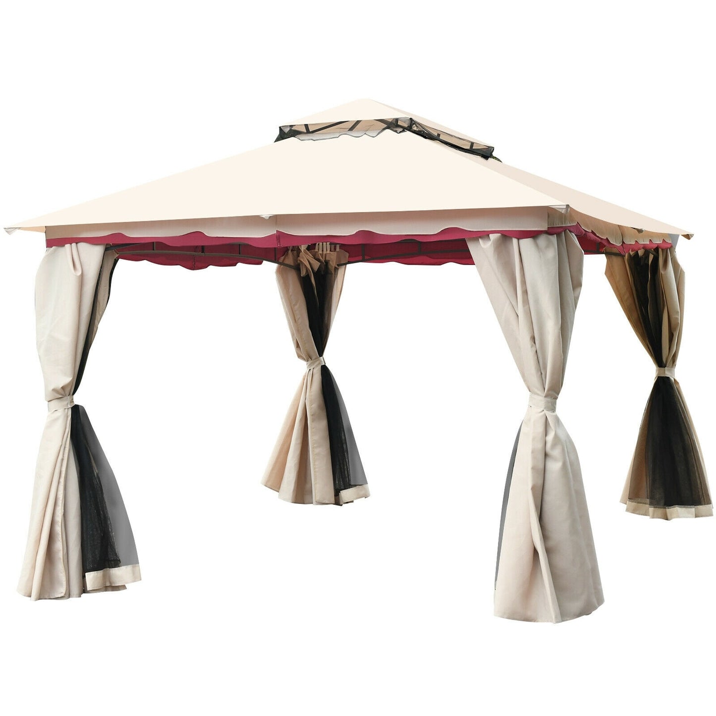Forclover 9-ft x 12-ft Gazebos Sand color Gazebo with Soft Top Roof