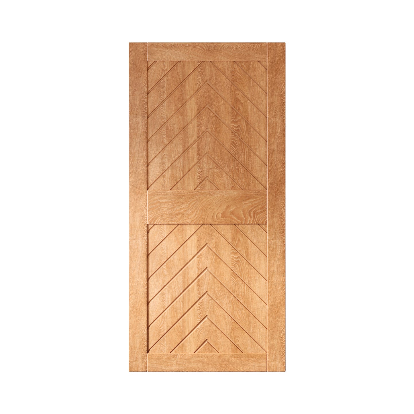 HOMACER 40-in x 84-in Early American Herringbone Pine Wood Solid core Single Barn Door (Hardware Not Included)