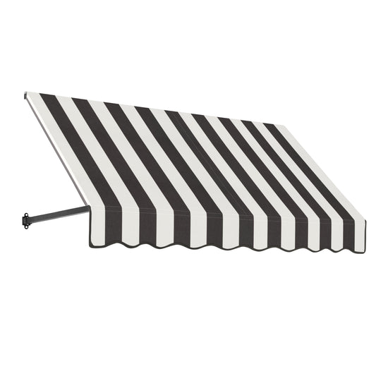 Awntech Dallas Retro 88.5-in Wide x 36-in Projection x 18-in Height Fabric Black/White Stripe Striped Fixed Window/Door Awning