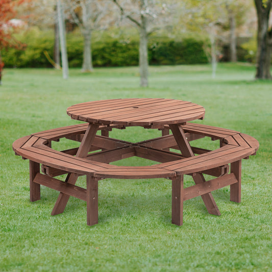 Damerin Patio Tables Round Outdoor Dining Table 70.4-in W x 70.4-in L with Umbrella Hole