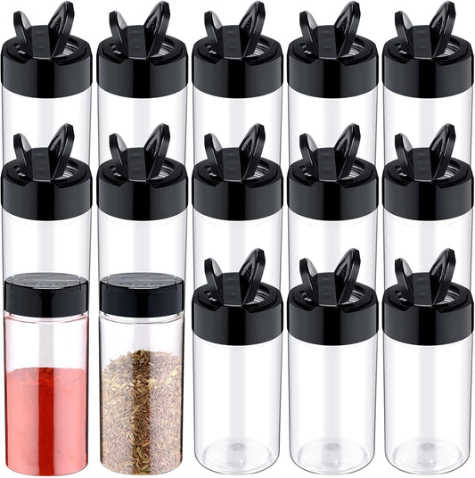 Mimorou 30 Pack 8.7 oz Plastic Spice Jars with Shaker Lids Clear Seasoning Containers Spice Bottles for Kitchen Storing Herbs Seasoning Powders