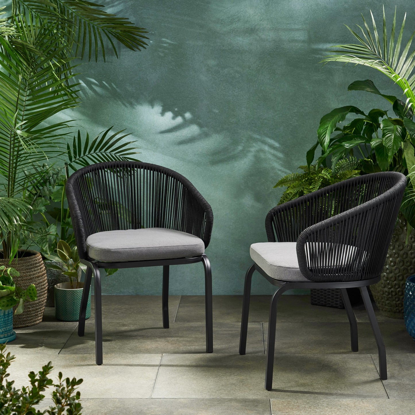 Runesay 2 -Piece Woven Patio Conversation Set with Gray Cushions