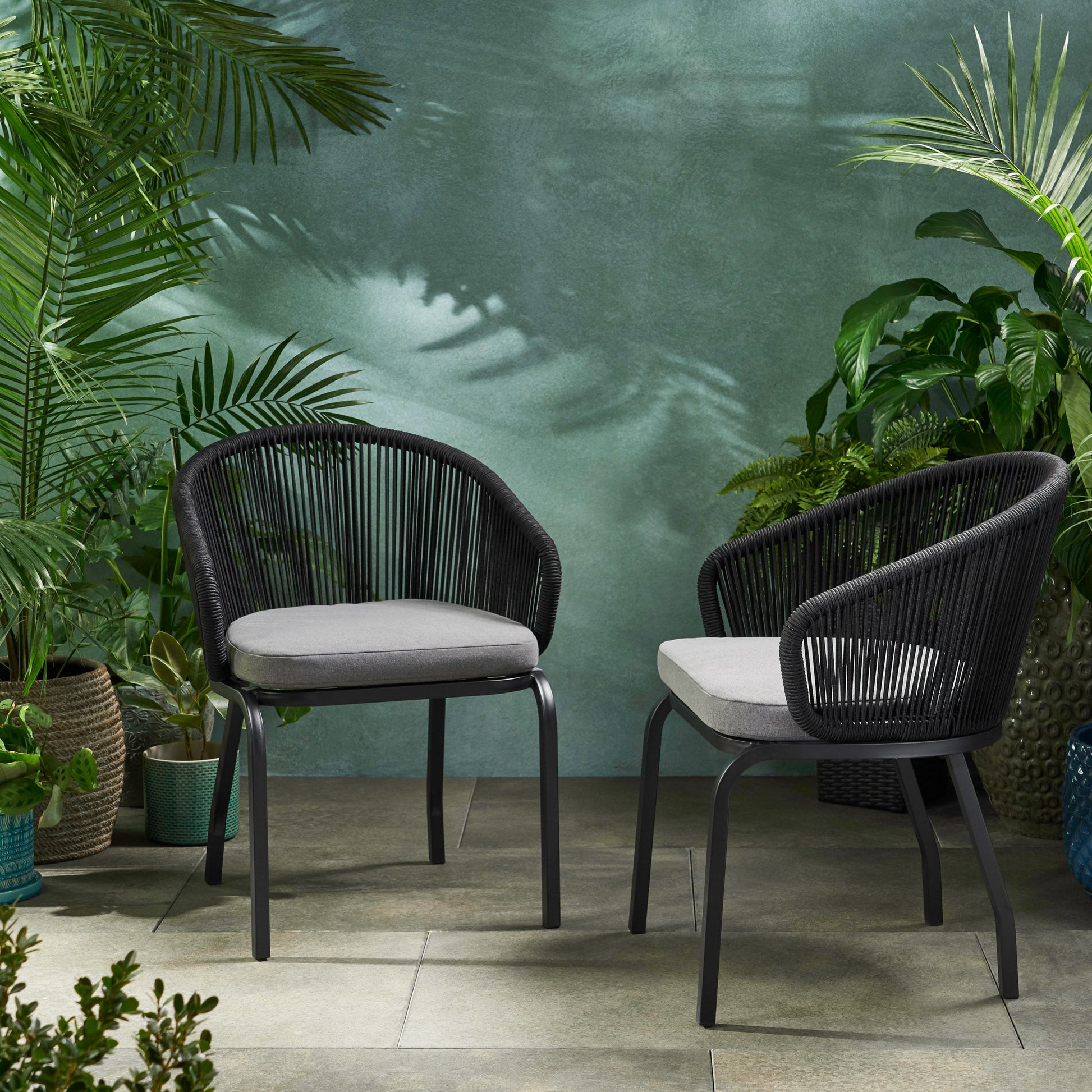 Runesay 2 -Piece Woven Patio Conversation Set with Gray Cushions