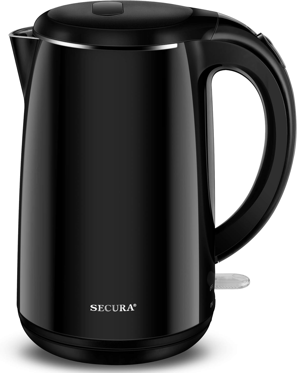 Secura Original Stainless Steel Double Wall Electric Water Kettle 1.8 Quart with Auto Shut-Off & Boil-Dry Protection, Black Onyx SWK-1701DA\/HB-3227B