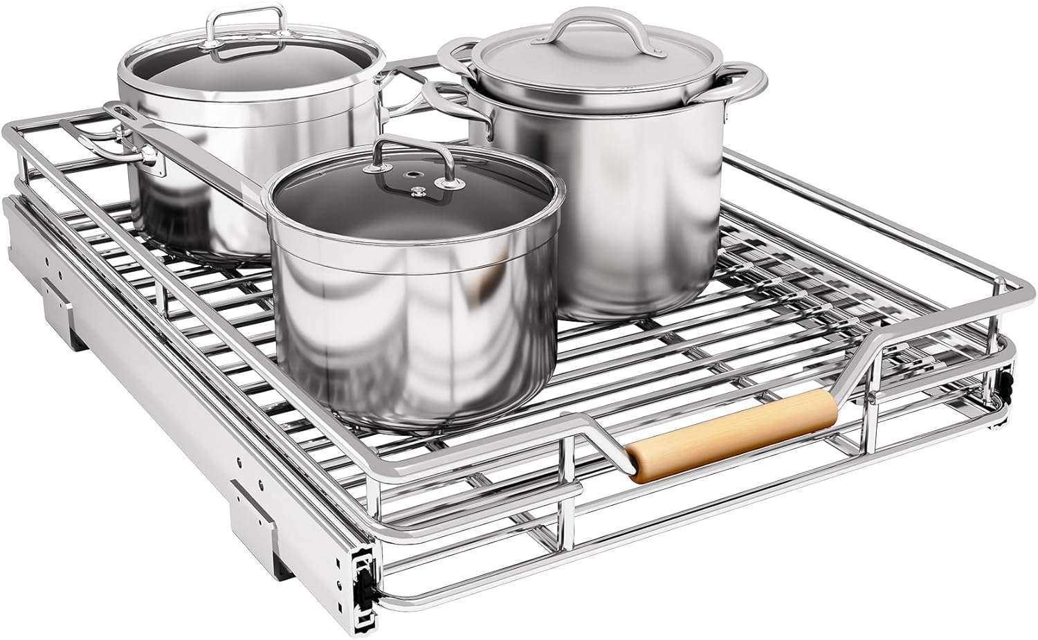 Pull out Cabinet Organizer,Heavy Duty Smooth Sliding Under Cabinet Shelves for Pots and Pans,Roll out Drawers with Thickened Chrome Plating,Slide out Drawers for Home Kitchen Pantry(15"W X 21"D)