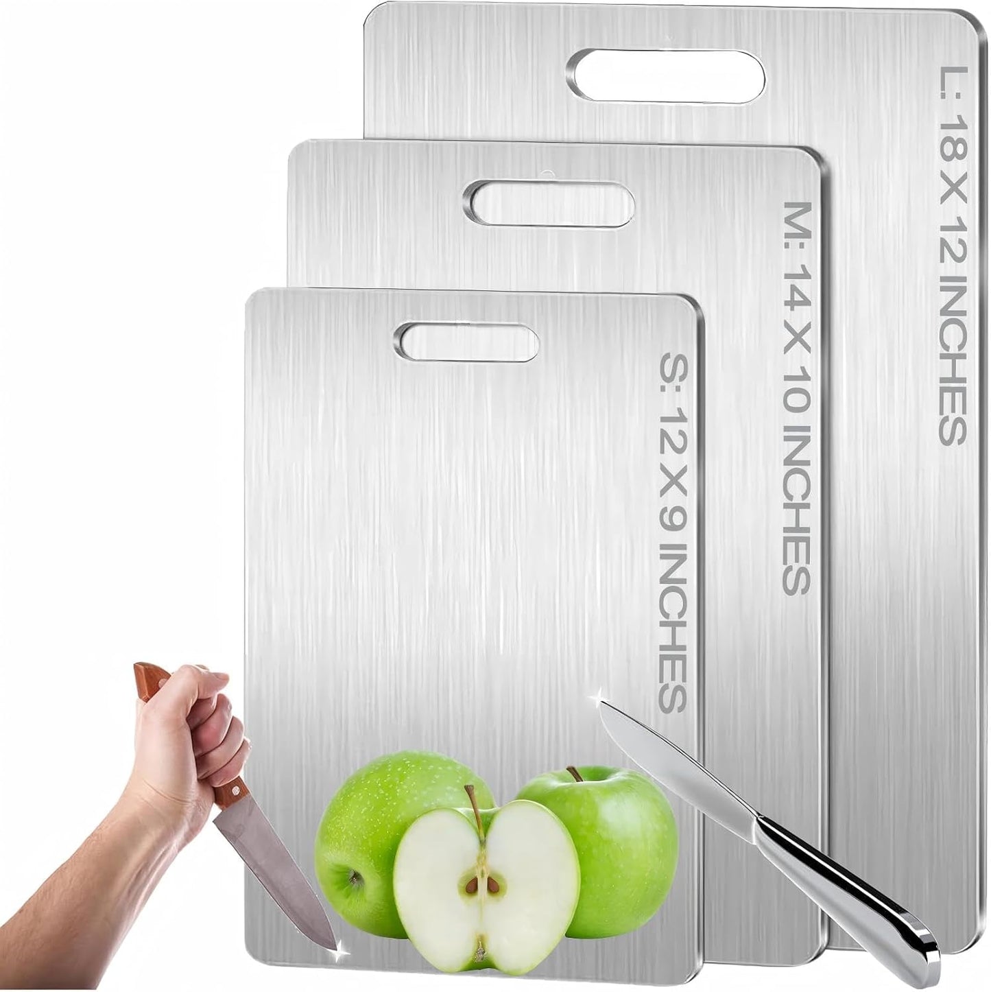 QuShen Titanium Cutting Board, 100% Pure Titanium Cutting Boards for Kitchen, Double Sided Food-Grade Chopping Board - Dishwasher Safe Easy to Clean (14"L x 10"W)