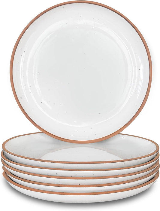 Mora Ceramic Plates Set, 7.8 in - Set of 6 - The Dessert, Salad, Appetizer, Small Dinner etc Plate. Microwave, Oven, and Dishwasher Safe, Scratch Resistant. Kitchen Porcelain Dish - Vanilla White