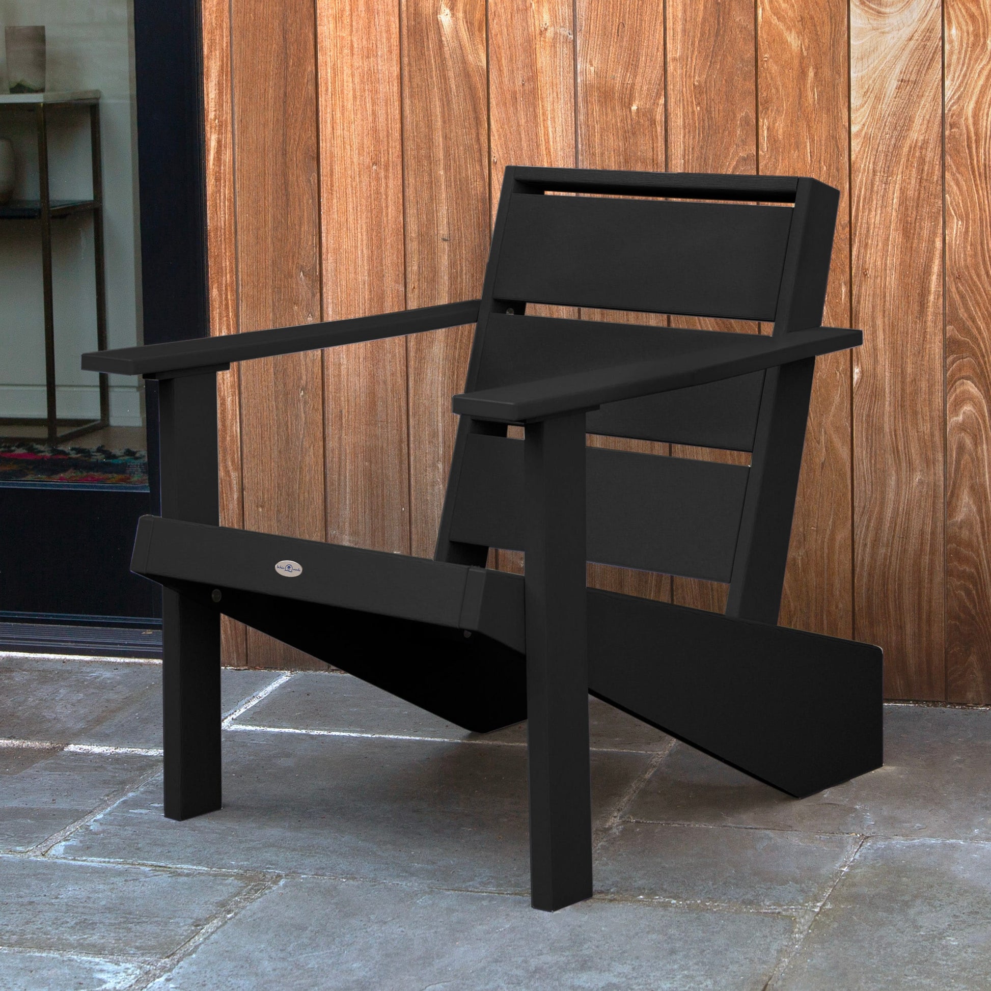 highwood Haven Black Sand HDPE Frame Stationary Adirondack Chair with Slat Seat