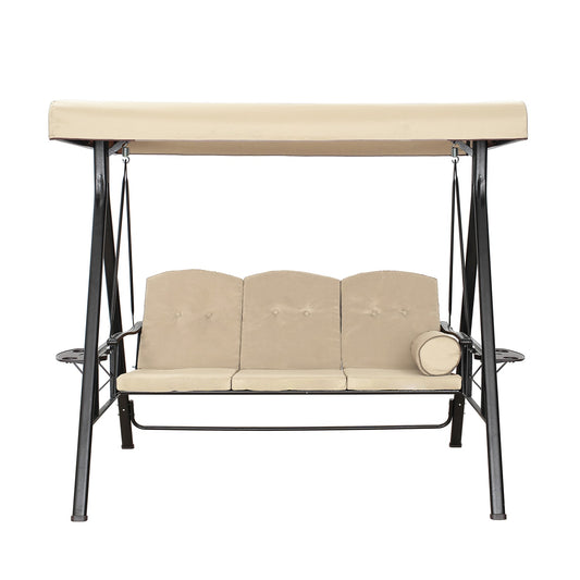 Dimakai 3 -person Beige Iron Outdoor Swing