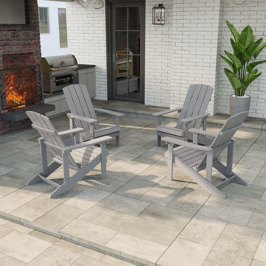 ACEGOSES Adirondack Chair Set of 4 Light Gray Stationary Adirondack Chair with Slat Seat