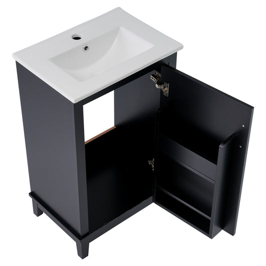AAZJ Bathroom Vanity 20-in Black Single sink Bathroom Vanity with white Ceramic Top