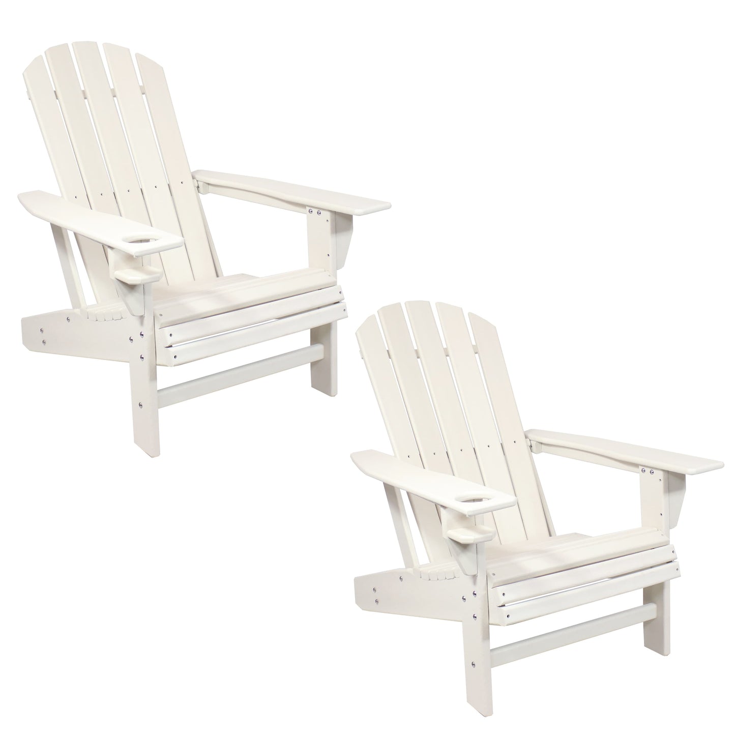 Sunnydaze Decor Sunnydaze Adirondack Chairs with Cup Holder - Set of 2 Outdoor All-Weather Adirondack Chairs for the Fire Pit Patio Campsite or Yard - 300-Pound Capacity - White