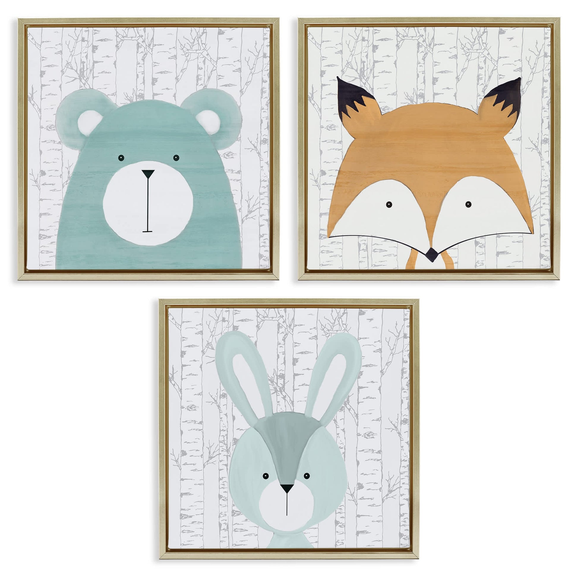 Stupell Industries  Whimsical Woodland Nursery Animals 3pc Floating Frame Set Design by Kim Allen