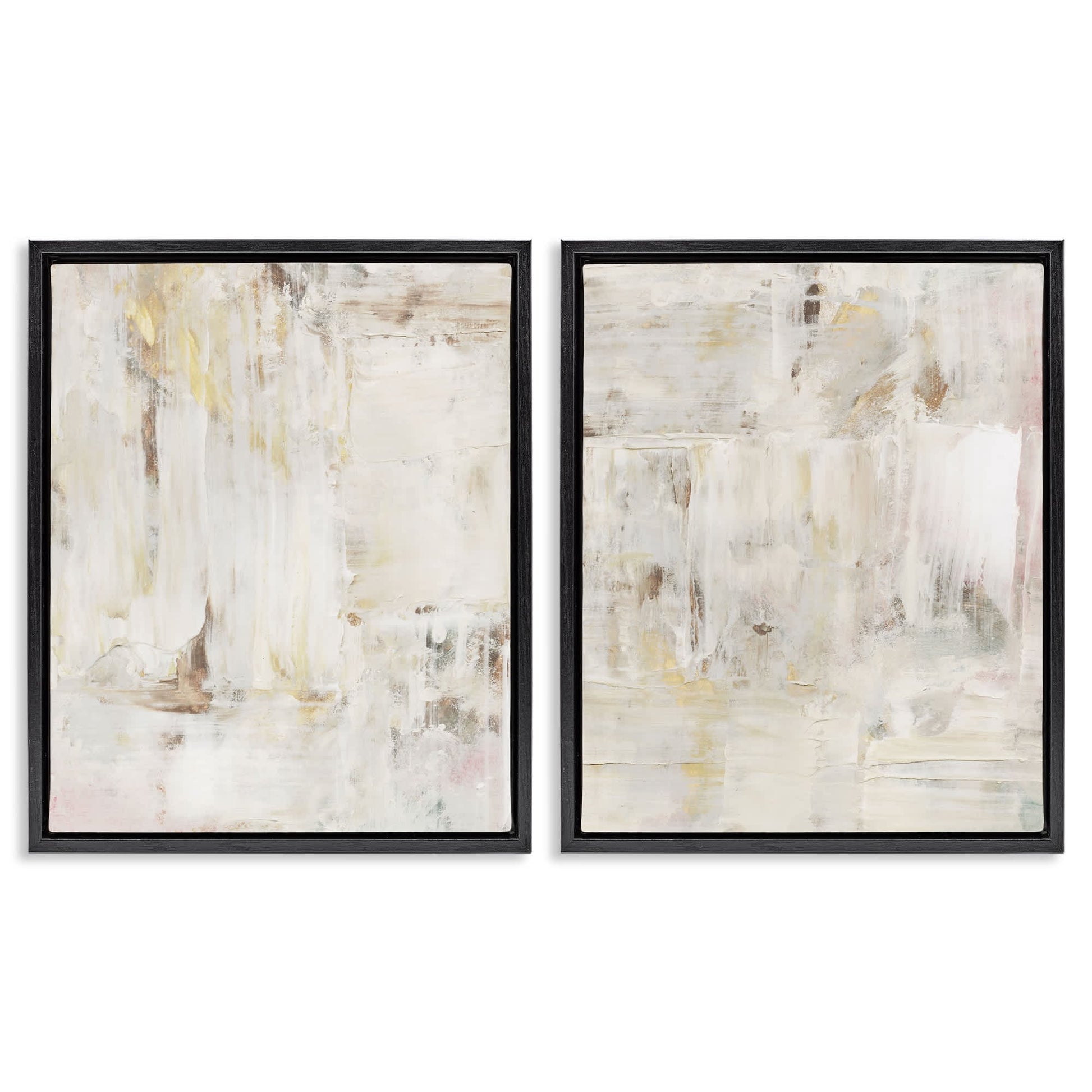 Stupell Industries  Contemporary Muted Abstracts 2 Piece Black Framed Floater Canvas Set By Victoria Barnes 31 x 25