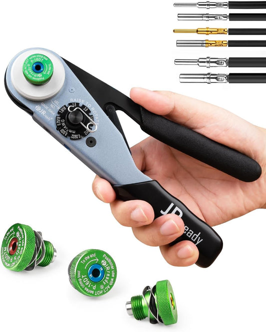 JRready Deutsch Crimp Tool ST2169 Deutsch Crimping Tool for DT,DTM,DTP and Amphenol AT ATP ATM Series Size 16 20 12 Solid Pin&Soc Contacts,Closed Barrel Crimp Tool with Three Positioners