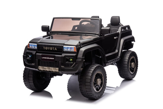 Qeetex 24V Licensed Toyota Kids 2 Seater Ride On Car With Remote Control Four Wheel Drive Switch Led Lights Bluetooth And Shovel Black