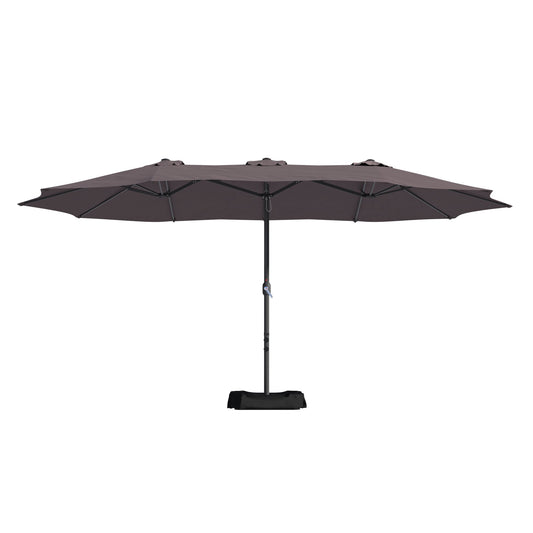 Dimakai 15-ft Steel Brown No-tilt Garden Patio Umbrella with Base