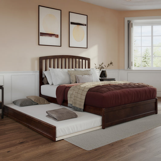 AFI Queen Walnut Wood Platform Bed with Headboard