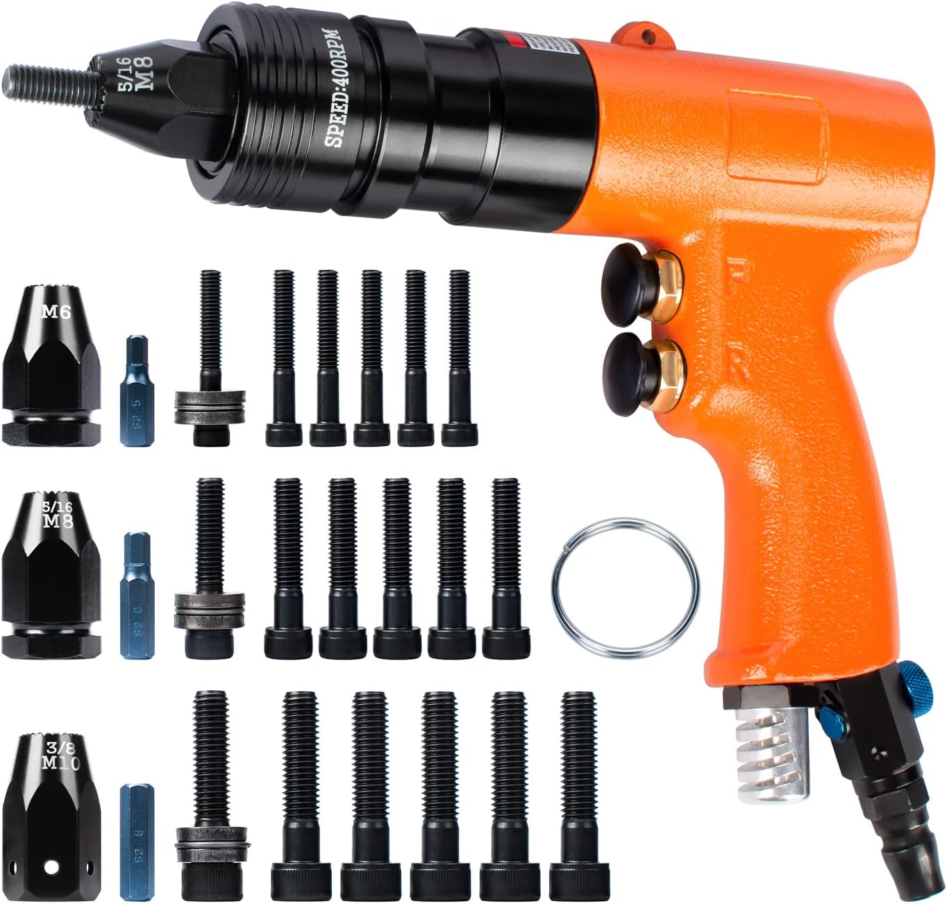 INPANOLS Metric Pneumatic Rivet Nut Tool Kit, Air Rivnut Gun with M6, M8 & M10 Mandrels