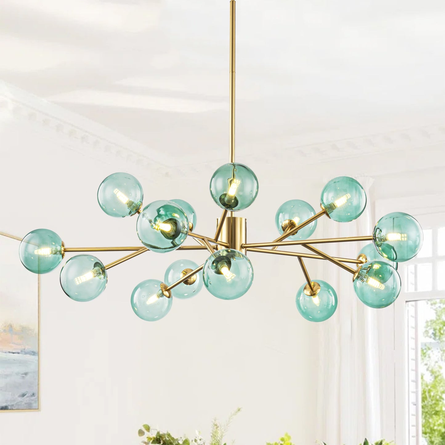 Y'INSP Knuth 15 -Light Brass Glam For Use in Bedrooms, Dining Rooms, Foyers, Kitchens, Living Rooms Chandelier