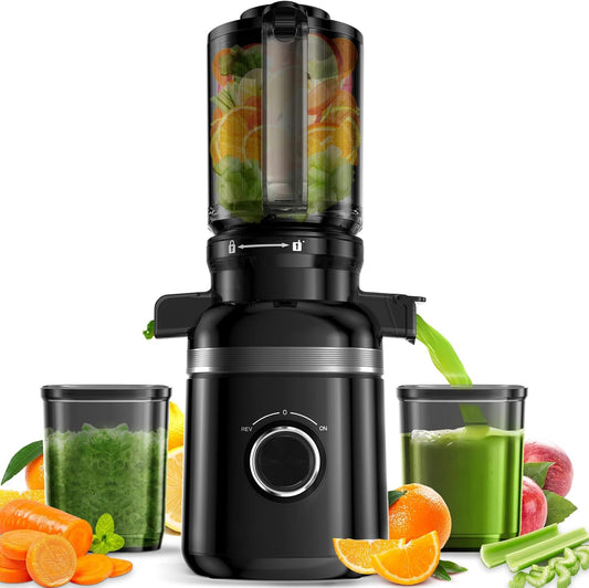 GlowWise Juicer Machines Cold Press Juicers - 4.4 Extra Wide Feed Chute, Masticating Juicer Machine for Vegetable and Fruit, Quiet, Easy to Clean & Assemble