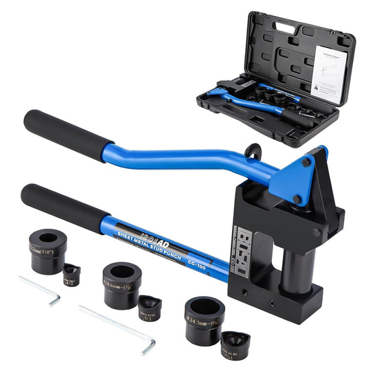 IBOSAD Manual Lever Sheet Metal Stud Punch 20GA with (7\/8", 1-1\/8", and 1-11\/32") Manual Knockout Hole Punch Driver Kits Conduit Hole Cutter Set KO Tool