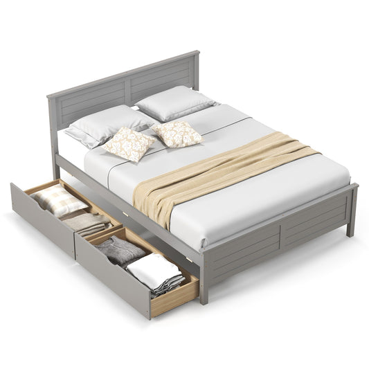 Iseryn Full Gray Wood Bed Frame Storage with Headboard