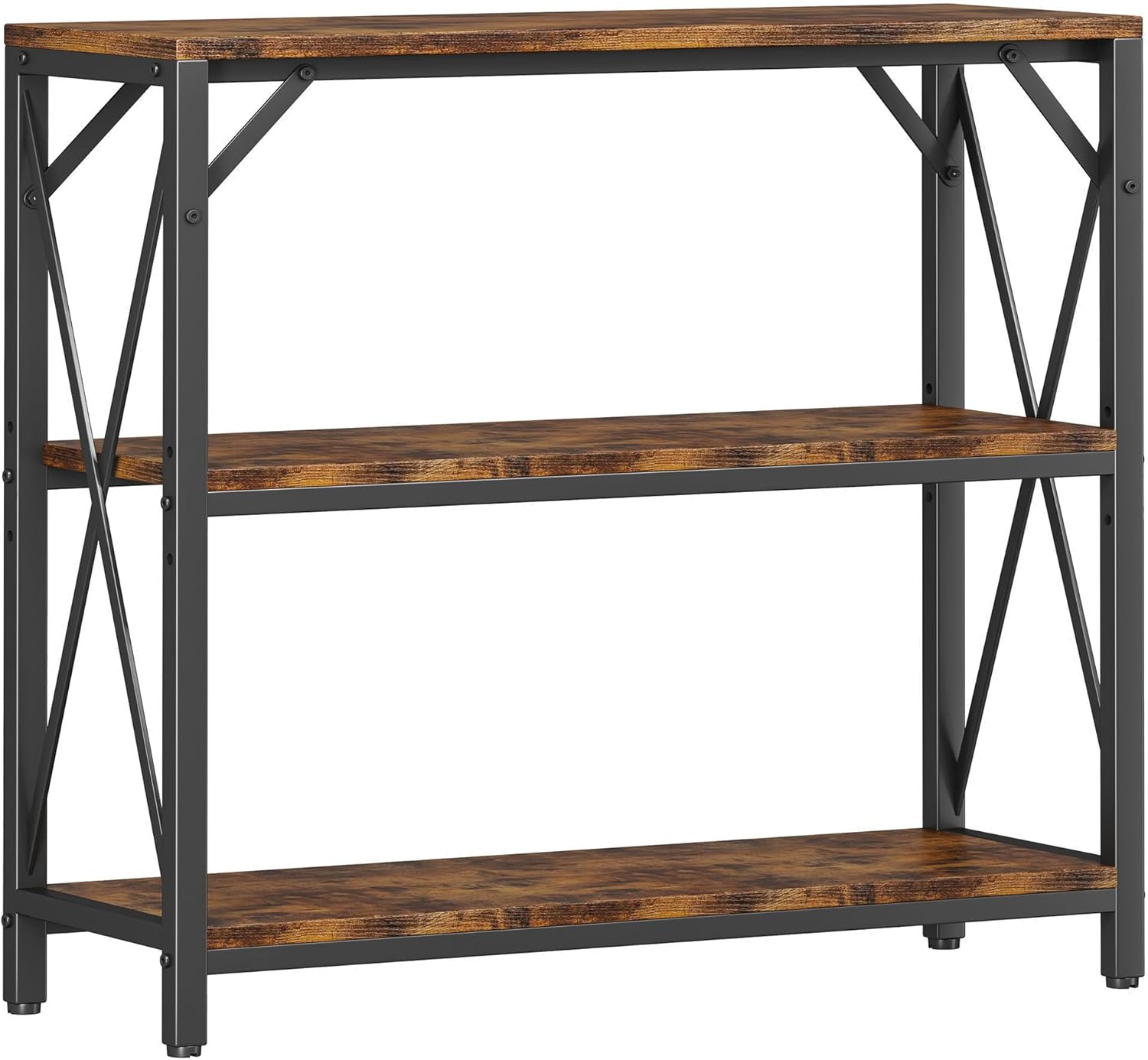 Homeiju Console Table 31.5" Width, 3-Tier Entryway Table with Storage, Industrial Sofa Table with Open Shelves, Foyer Tables for Entryway, Hallway, Kitchen, Living Room and Bedroom, Rustic Brown